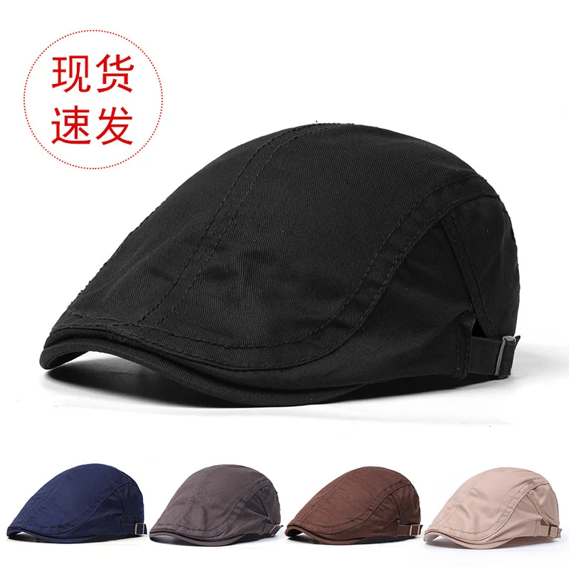 

British style pure cotton Beret men's solid color duck tongue forward hat Korean women painter hat autumn and winter