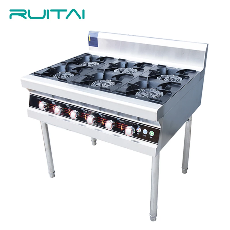 Hotel Restaurant Industrial Kitchen 201 Stainless Steel Gas Stove Commercial Gas Stove 8 Burner 6