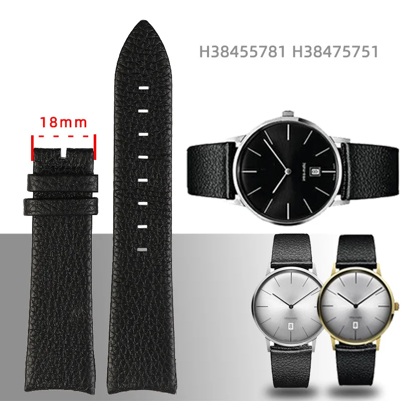 

Arc mouth leather strap 22mm for Hamilton classic 42 dial H38755751 H38755181 / 5731 cowhide watchband men's wristband bracelet