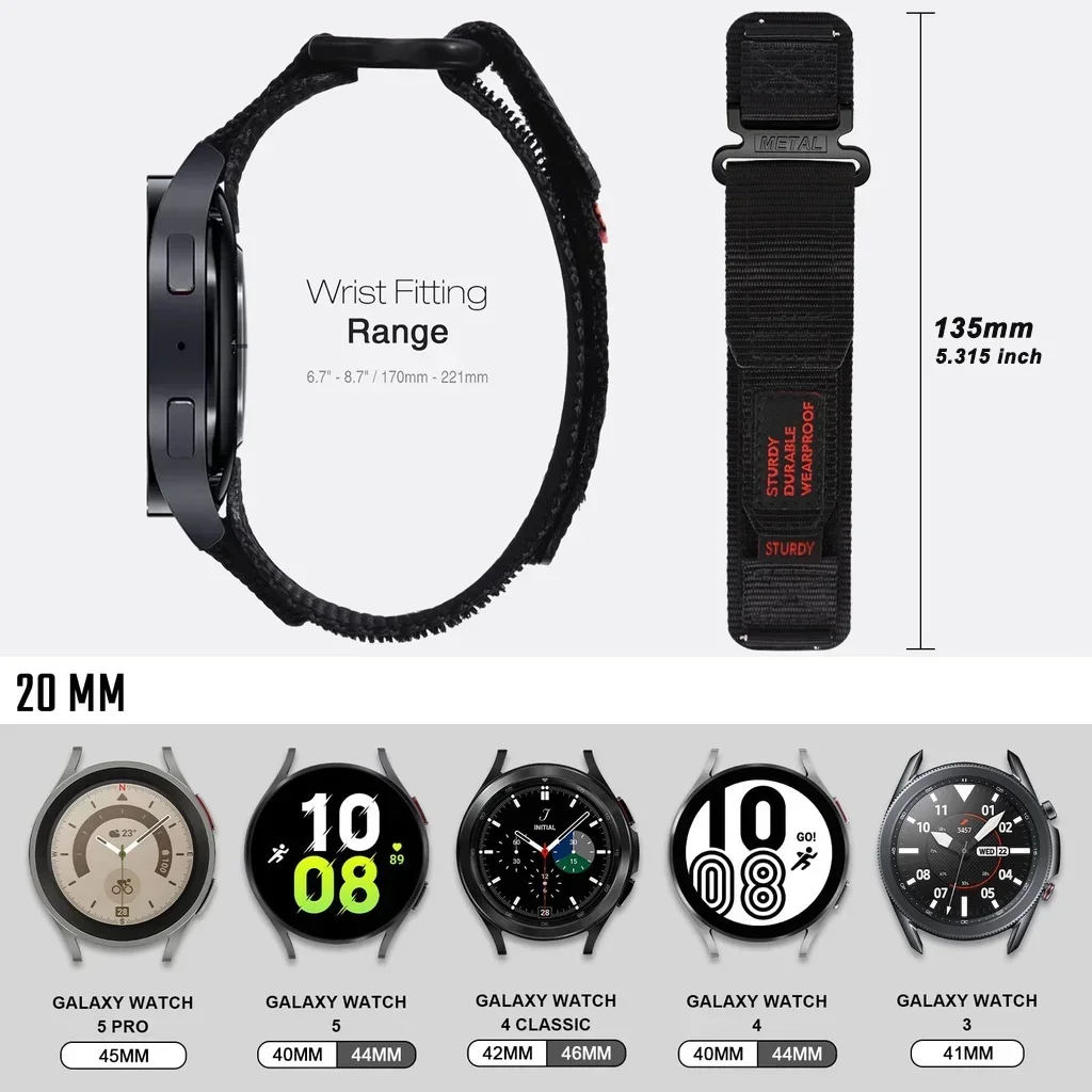 Camouflage Nylon Watch Strap - 22mm/20mm Adjustable Band