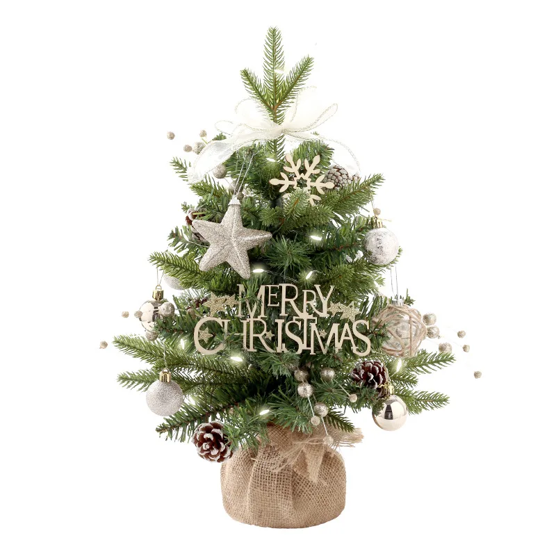 Christmas Decorations PE+PVC Rotating Music Box Mini Christmas Tree Set Tabletop Decoration