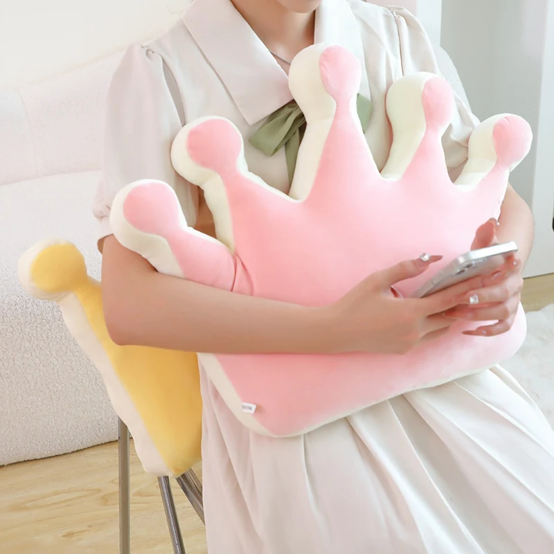 Squishy Crown Plush Pillow Stuffed 5-point 3-point Kawaii Seat Cushion Yellow Pink Purple 3 Colors Decor Sofa Chair Back Support 2