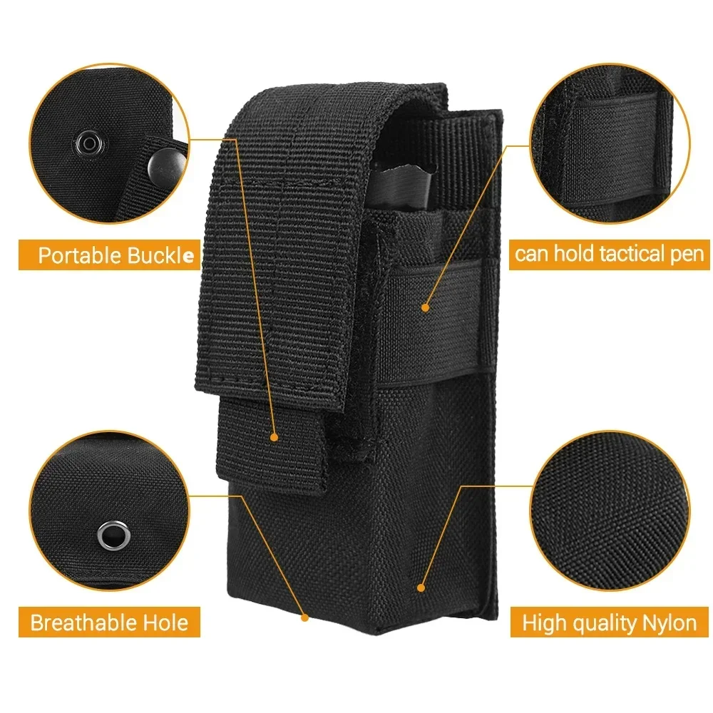 Tactical magazine pouch pistol bag flashlight storage case torch holder outdoor hunting knife holster waist bag tools magazine pouch