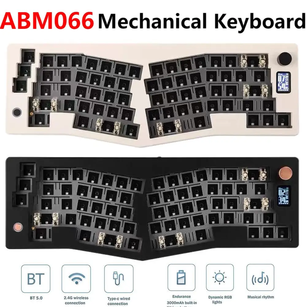 

ABM066 Mechanical Keyboard Gasket Kit Alice-layout VIA-programmable Hot Swappable Bluetooth/2.4Ghz/ Type-C Wired for Win/Mac