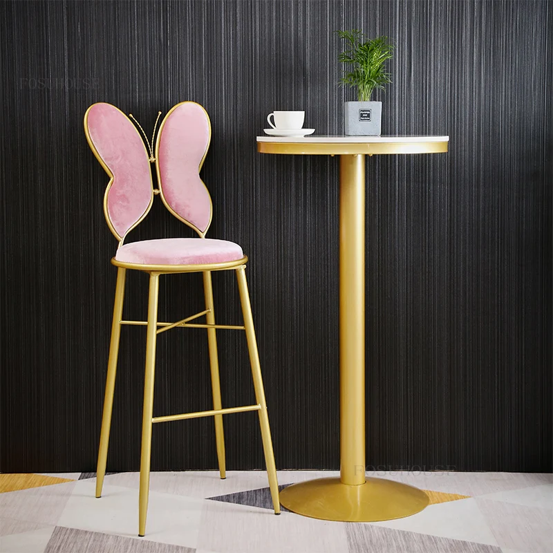 Modern Minimalist Coffee Shop Butterfly Bar Chairs Nordic Kitchen Restaurant High Stool Home Furniture Office Backrest Bar Chair