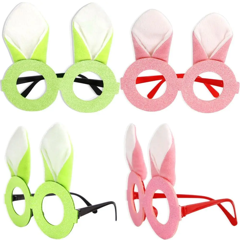 Photo Booth Props Cute Easter Glasses Frame Plush Handmade Easter Bunny Ears Glasses Exquisite Costume Eyeglasses Prom Props