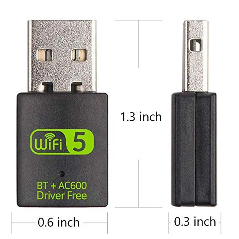 Driver Free 600Mbps USB WiFi Bluetooth Adapter 2in1 Dongle Dual Band 2.4G & 5GHz USB WiFi Network Wireless Wlan Receiver