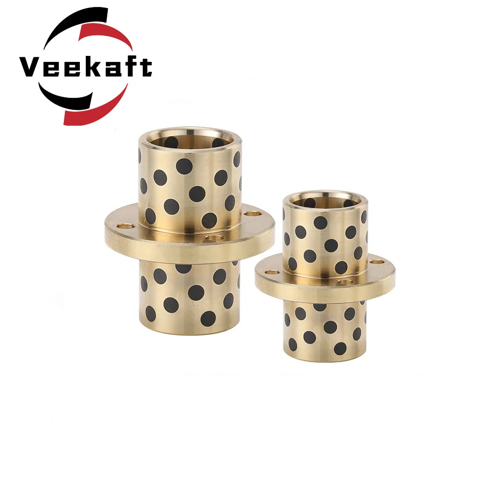 

2pcs MPCZ 8,10mm inside diameter Intermediate round Flanged brass Impregnated Graphite Oilless Bushing Linear