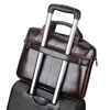 Genuine leather men's briefcase with double front pockets, large capacity computer bag, diagonal cross handbag 2