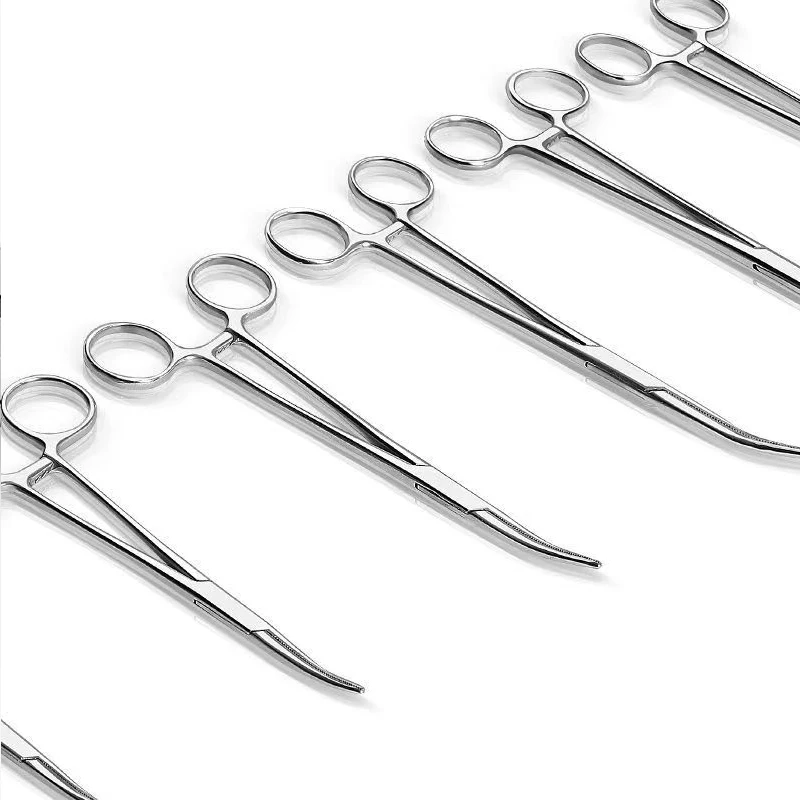 12.5/14/16/18/20/24 Stainless Steel Hemostatic Clamp Forceps Surgical Forceps Tool Hemostatic Pliers Straight/Elbow Tips