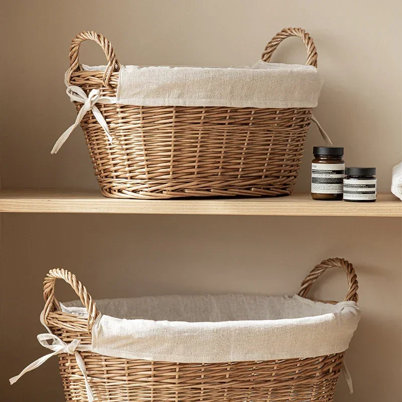 Deluxe Two-Sided Handle Wicker Basket, Willow Weaving Toy Basket, Versatile and Practical Clothes Storage Solution 4