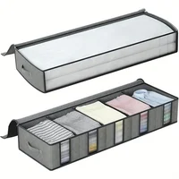 2 Pack Clothes Storage Bag With Removable Dividers board, Under bed Storage Boxes with Clear Window 1