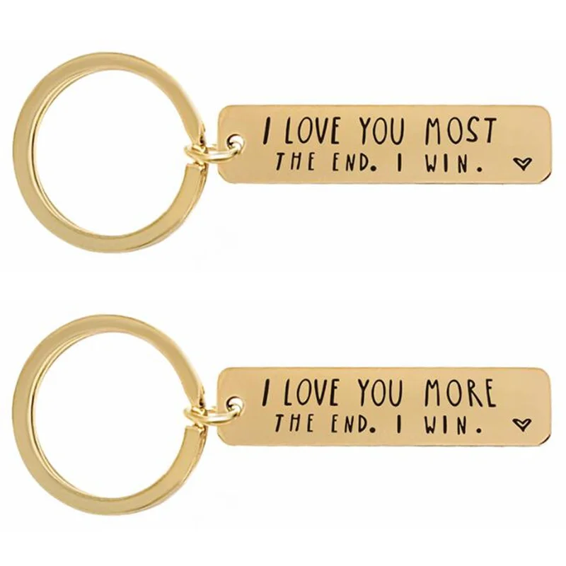 Couple Keychain For Him And Her I Love You More The End I Win BFF Girlfriend Boyfriend Husband Wife Couple Key Ring For Romantic Gift Valentine