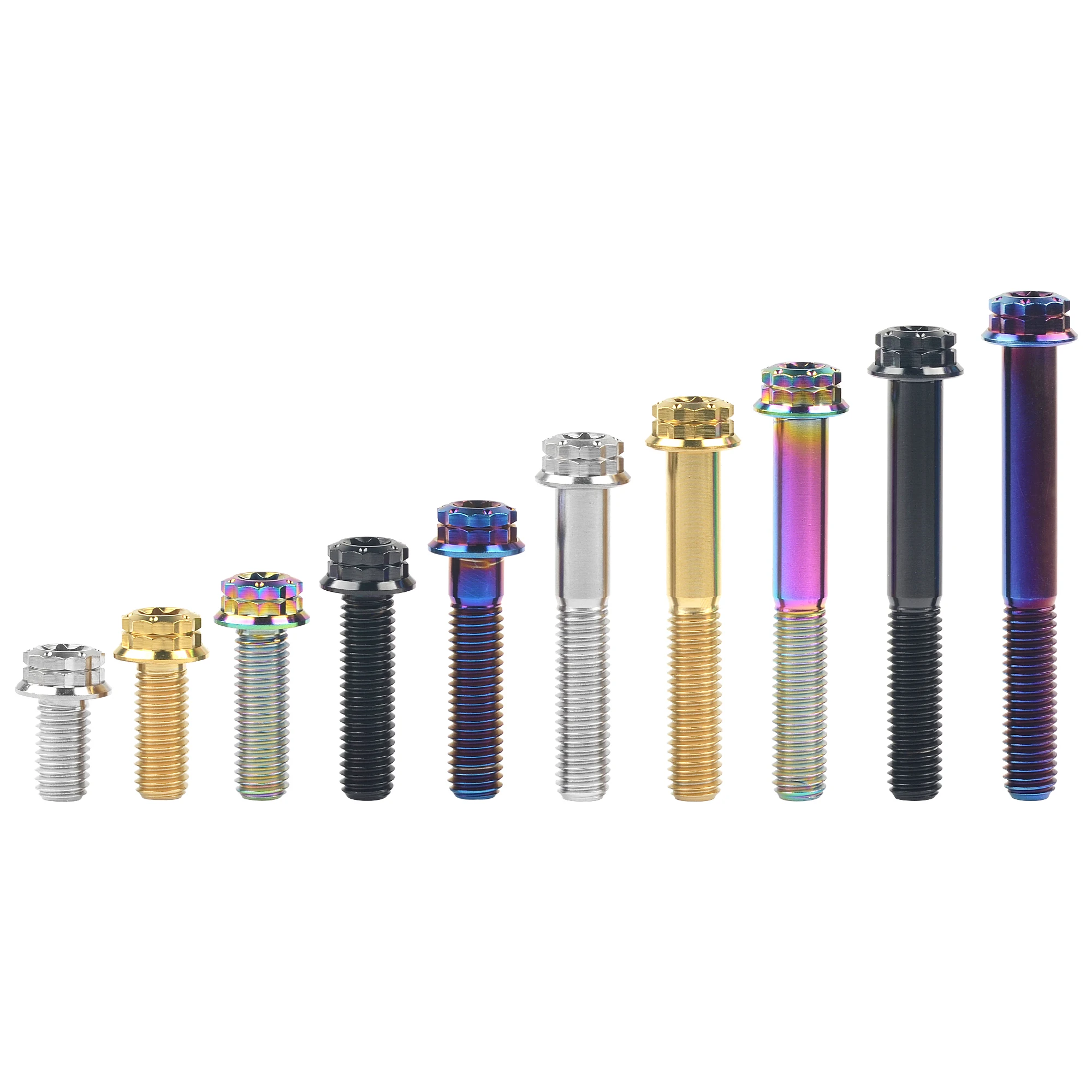 Xingxi Peças Titânio Parafuso Flange 12 Pontos m8 M10x15 20 25 30 35 40 45 50 55 60 65 70 80 mm T40 T50 Torx para Carros Motocicletas
