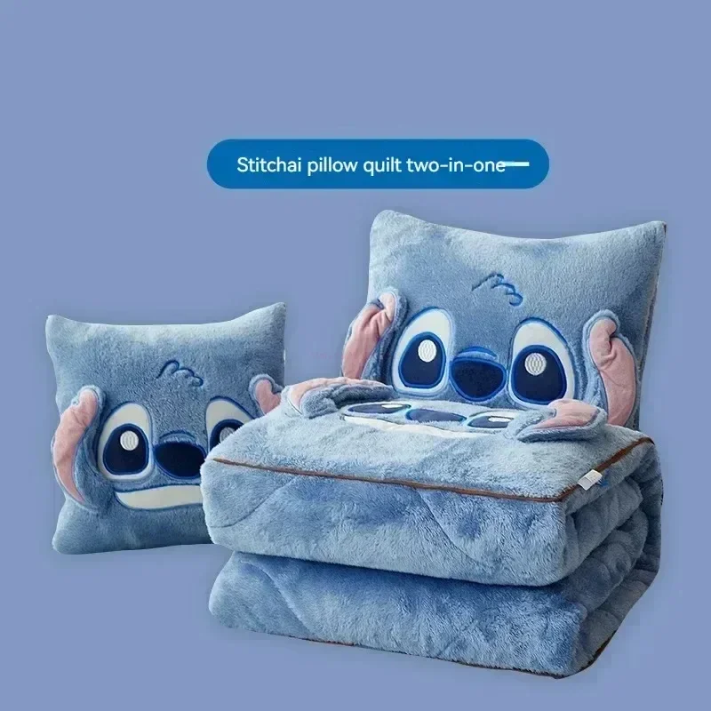 thumbnail image 1 of Conjunto de almohadas y colchas de Stitch de Disney para sala de estar, oficina, mantas para la siesta, mantas de felpa de franela bordadas, regalos de Navidad para niños, 1 of 5