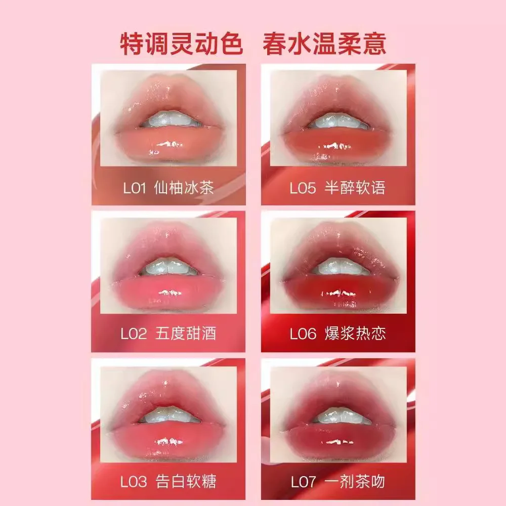 UKISS Water Essence Lip Gloss Mirror Watery Glaze Lip Stain Non-stick Cup Non-fading Glass Lips Lipstick Lip Clay Jelly Cosmetic 6