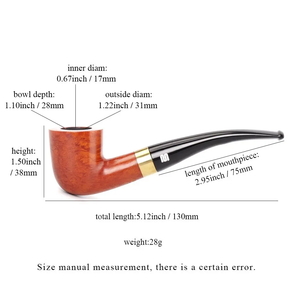 Small Portable Briarwood Pipe With Spare Smoking Tip Cleaning Kit For 9mm smoking filter