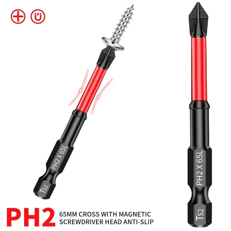 Magnetic Screwdriver Bits Non-slip Shockproof Phillips Impact Bits Hex Shank Alloy Steel Suitable for Power Tools 5/12 Pcs