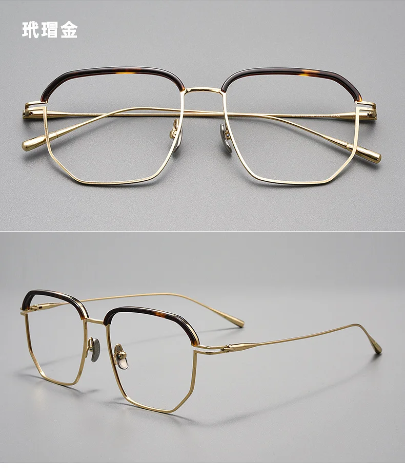 KLAR Ultra-licht Titan Brille Rahmen Retro Polygonale Männer Frauen Brillen Anti-blau Licht Optische Verordnung Brillen Neue – Detail 13