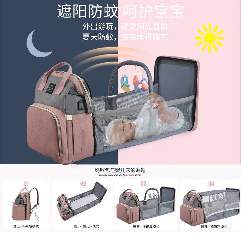 Mummy Bag New Folding Bed Mummy Bag Multi-functional Backpack Mummy Bag Mummy Bag Bed portable crib mummy bag shade cloth multi functional backpack large capacity waterproof baby diaper bag with changing bed