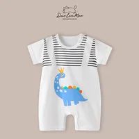Baby Body Suit Summer New Style Thin Cute Print Short-sleeved Onesie Toddler Boys Fashion Round Neck Jumpsuit Newborn  Clothes 6