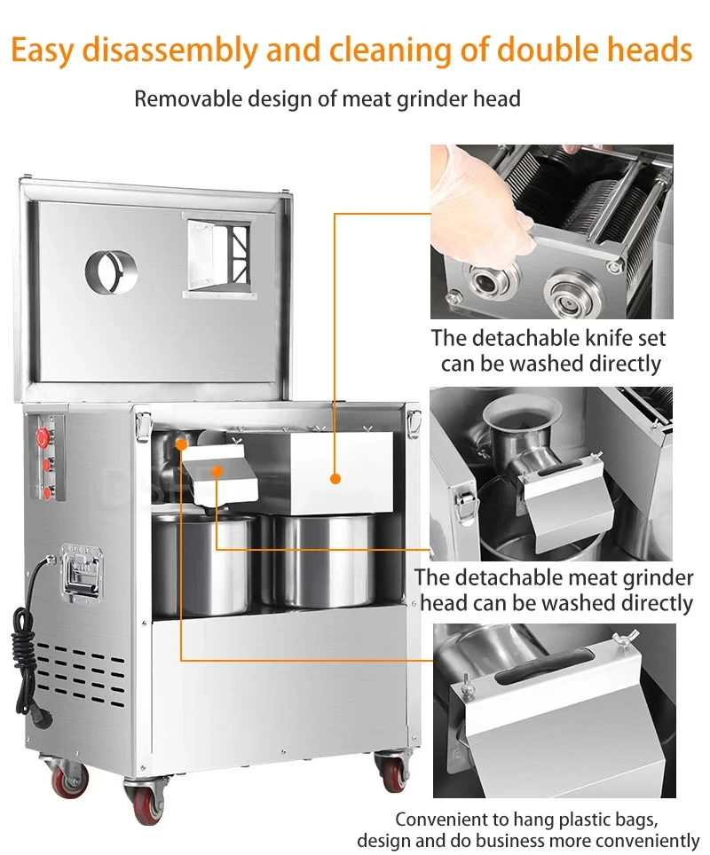 Description Picture 6 of itemCommercial Electric Vegetable Shredder Stainless Steel Meat Grinding And Cutting Integrated Machine