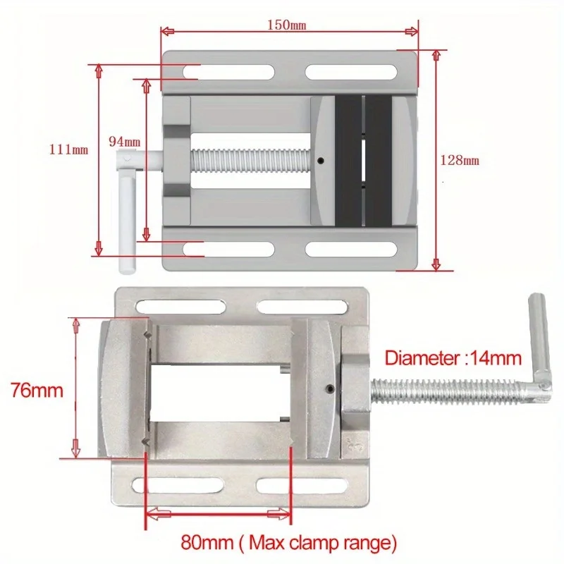 Drealin 2.4” Aluminum Drill Press Vise – Flat Tong Mini Clamp For Drilling, Milling & Polishing - View #11