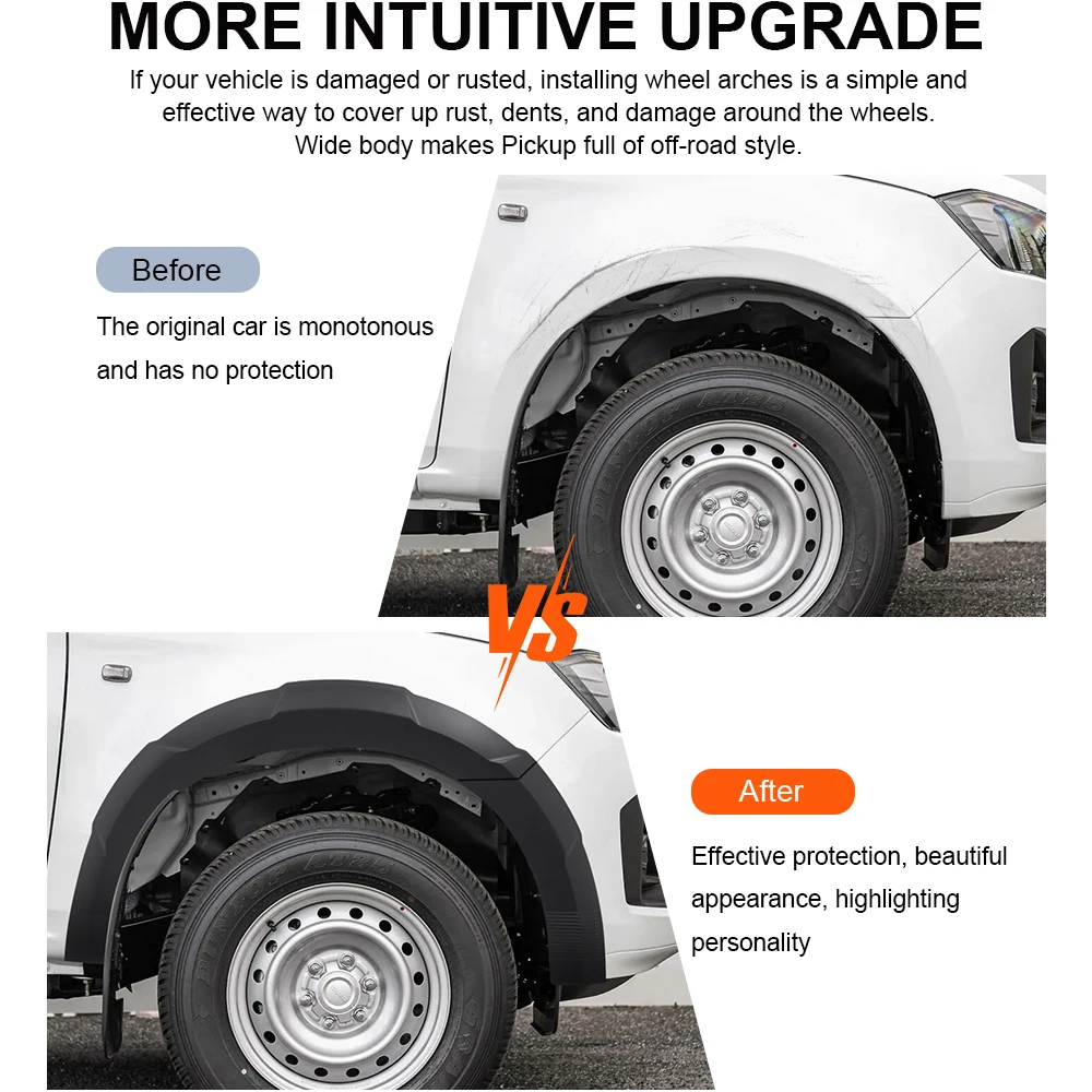이즈즈 D-맥스 Dmax 2024 2025 2026 OEM 스타일 휠 아치 머드가드 더블캡 모델 오프로드 4X4 픽업 자동차 액세서리용 펜더 플레어