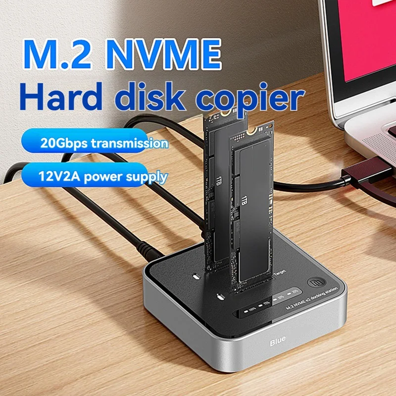 M2 20Gbps 듀얼 베이 SSD 도킹 스테이션, 오프라인 USB C to NVME PCiE 도킹 스테이션, 오프라인 클론 SSD 도크, 영국 플러그-A09I