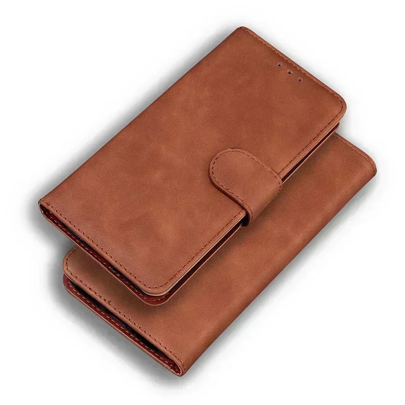 Leather Flip Wallet Phone Case with Stand and Card Holder - Universal Fit