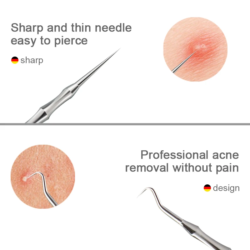 New German Acne Blackhead Removal Needles Pimples Blackhead Clip Tweezers Beauty Artifact Blemish Extractor Remover Needle Tool 4