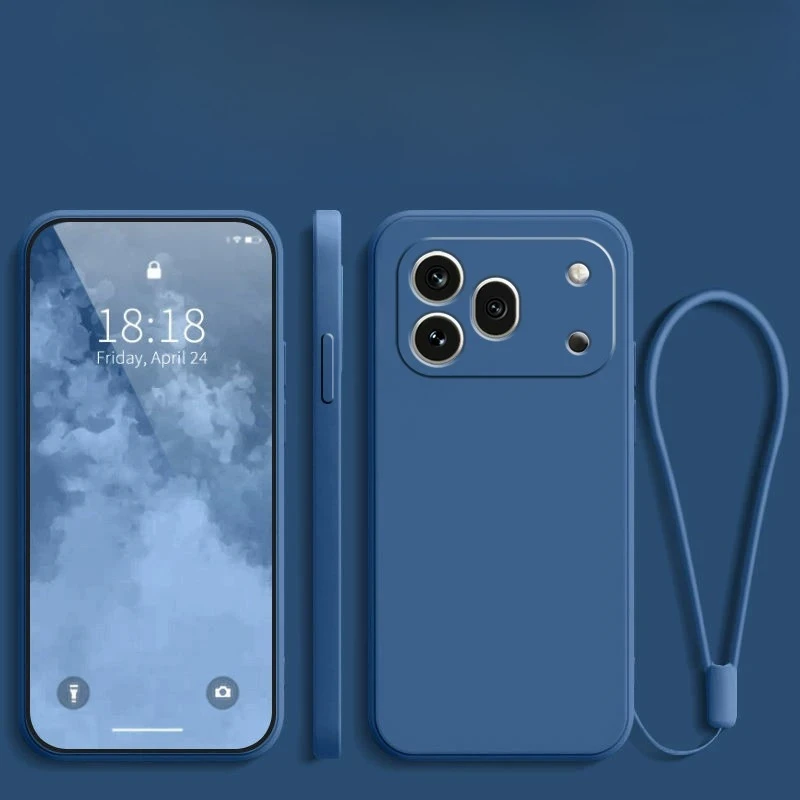 Liquid Silicone Matte Shockproof Bumper Case with Strap