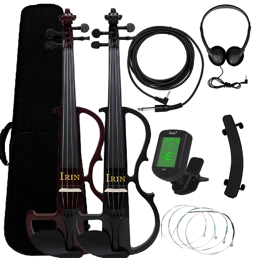  IRIN 4/4 Electric Violin Silent  Body Electric Fiddle With Bow Case Headphone Connection Cable Violin Parts & Accessories