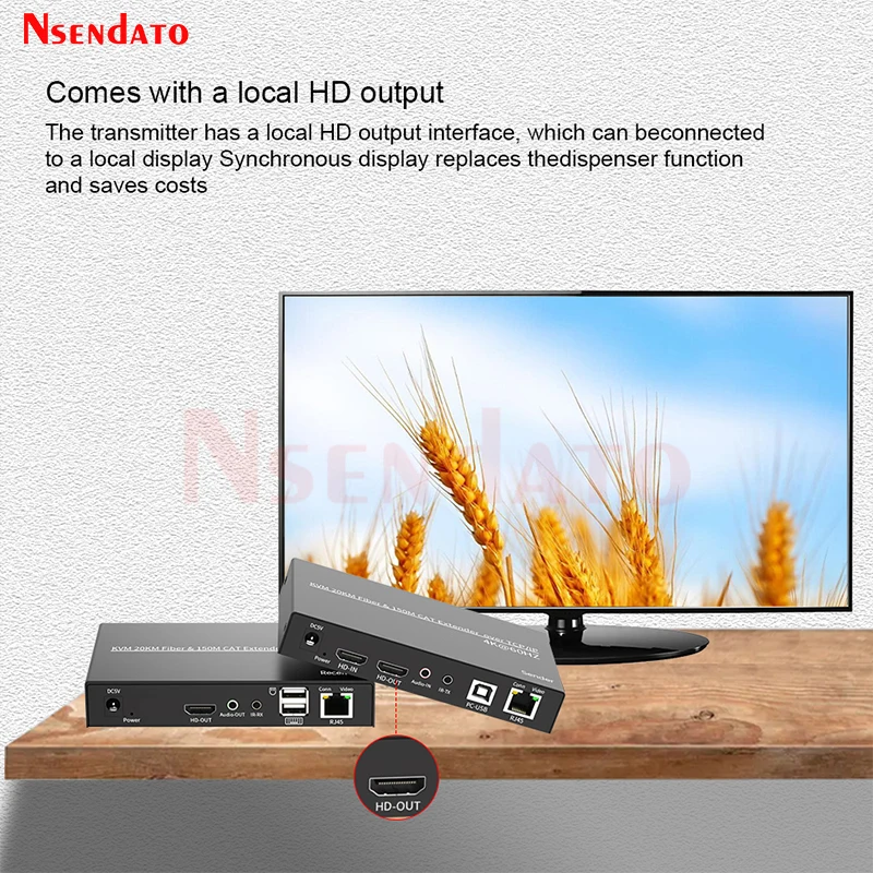 HDMI KVM Fiber Optical Extender 20Km Over Cat5e/6 TCP/IP SC With Loop Out 4K 60hz Extender HDMI Fiber Optical Transceiver For TV
