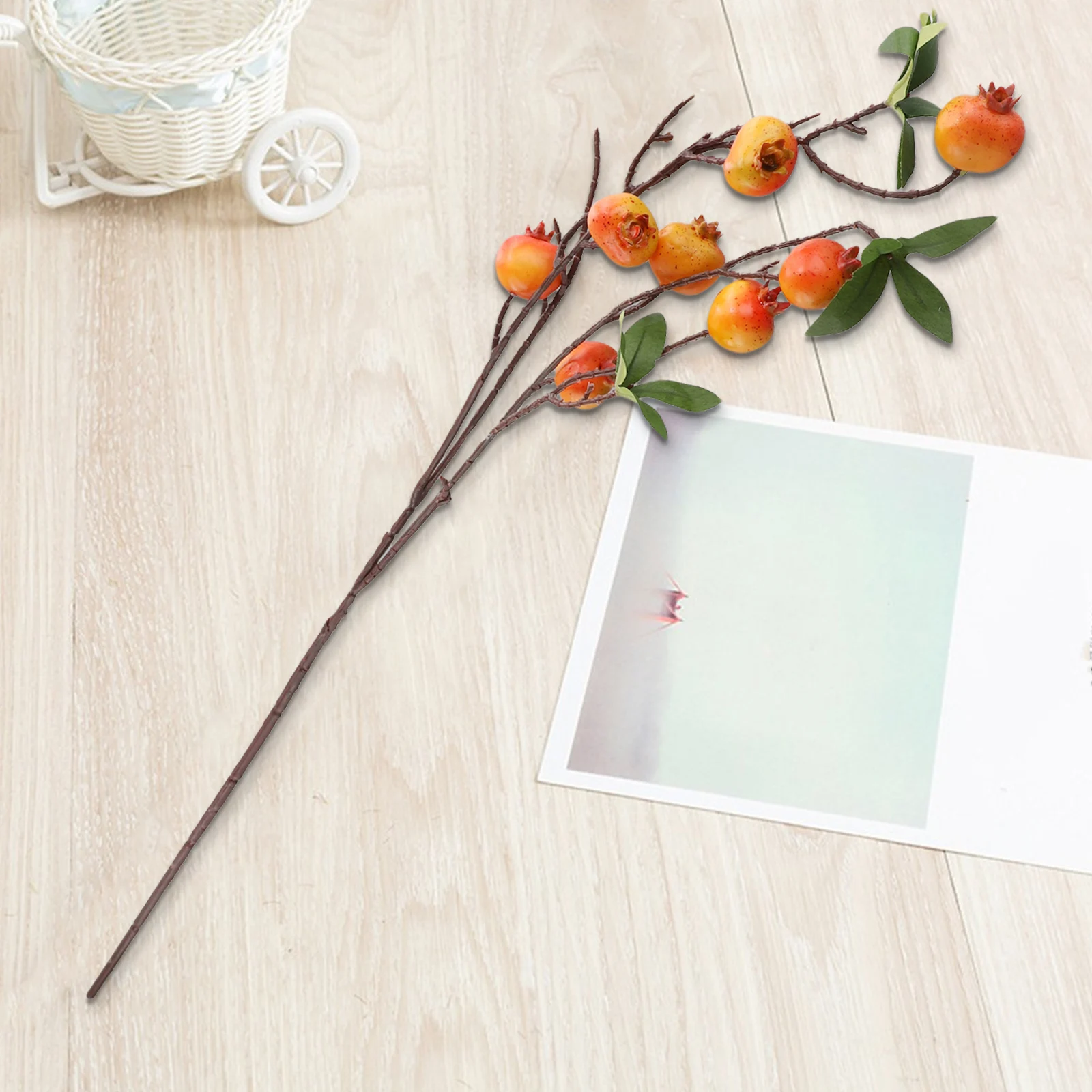 9 Heads Pomegranate Branch With Leaves Red Artificial Fruits Flowers For Wedding Party Tabel Decoration Home Birthday Decor artificial flowers artificial fruits and vegetables