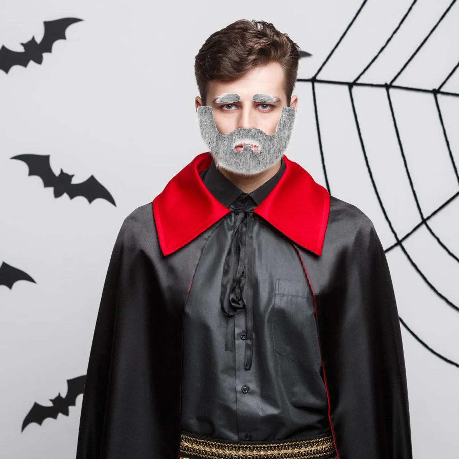 1 세트 눈길을 끄는 천으로 만든 가짜 수염과 눈썹 세트 할로윈 파티 공연 사진 촬영 무대 코스프레 장 수염