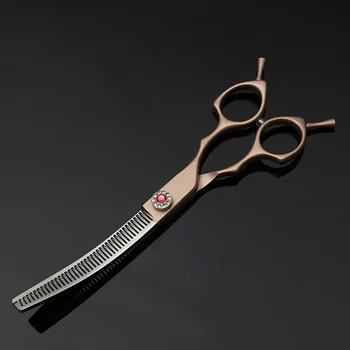7 inch Dog Curved Chunkers Shears Curved Thinning scissors Stainless Steel Dog Grooming Scissors Special Designed For Pet 2