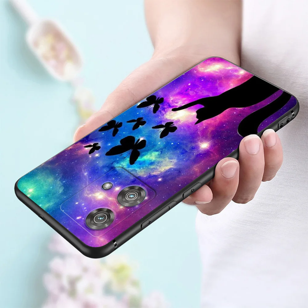 Фото Чехол для Motorola MOTO Edge 40 Neo 5G, мягкий силиконовый чехол для телефона, черный чехол из ТПУ с рисунком кошки тигра №3