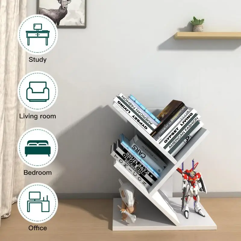 5-Tier Book Shelf display stand Stable Bookcase Shelf Storage cabinet Large Round Rotating bookcase Removable Book shelf On Desk