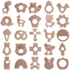 1Pcs Wooden Rodent Teethers Baby Cartoon Animals Rainbow Ice Cream Beech Teether Pendant For Baby Pacifier Chain Nurse Gifts Toy 1