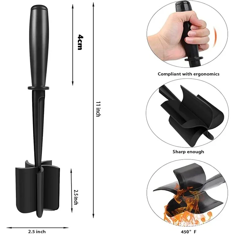Description Picture 3 of item1/2pcs Kitchen Meat Chopper Ground Beef Masher Mixing, Grinding and Pounding Spatula Meat Scraper for Mincing Meat