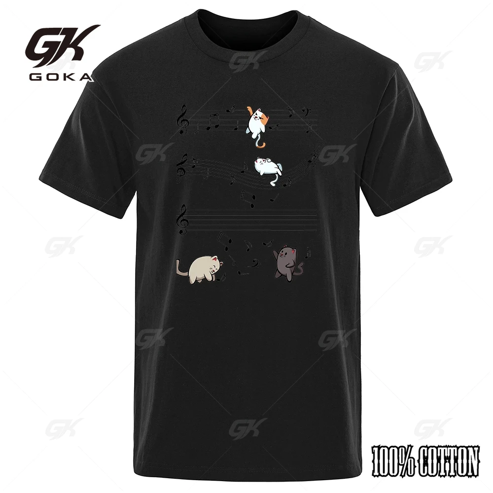 Copia de Musical Cats Notas musicales Ropa masculina Hip Hop Camisetas de gran tamaño Ropa masculina informal Camiseta holgada de algodón para la calle 80506
