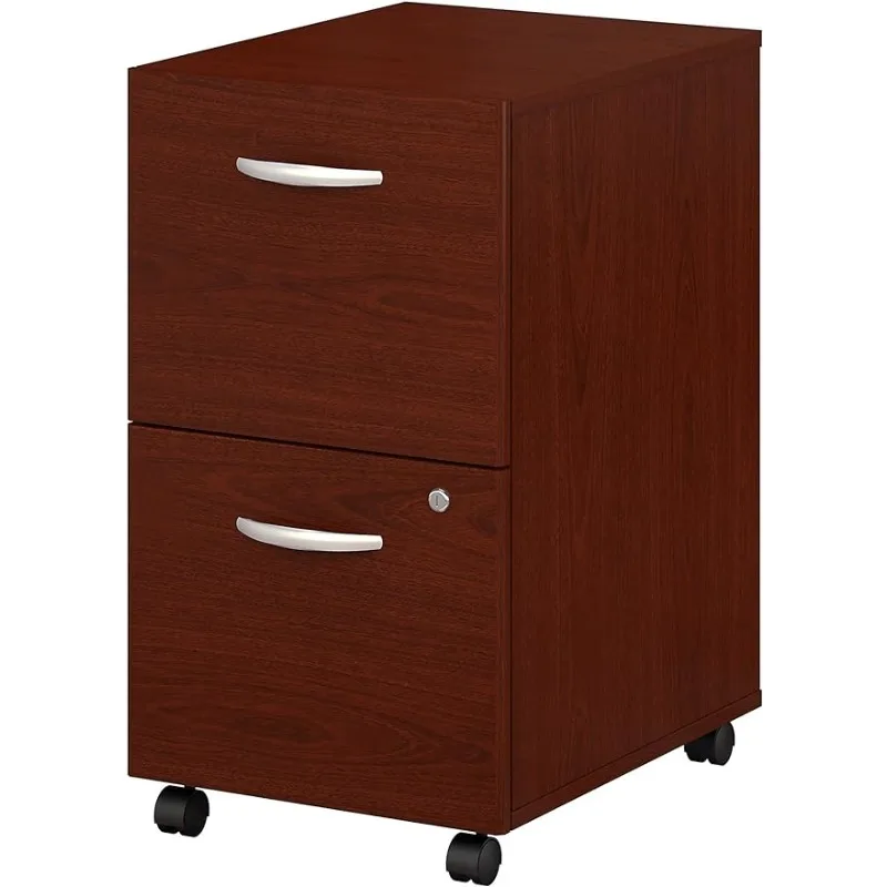 

C 2 Drawer Rolling File Cabinet in Mahogany - Assembled, Mobile Document Storage for Home or Professional Office