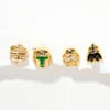 4pcs/set Cool Universal Soldier Hero Stud Earrings for Women Girls Gold Color Zircon Crystal Jewelry 3