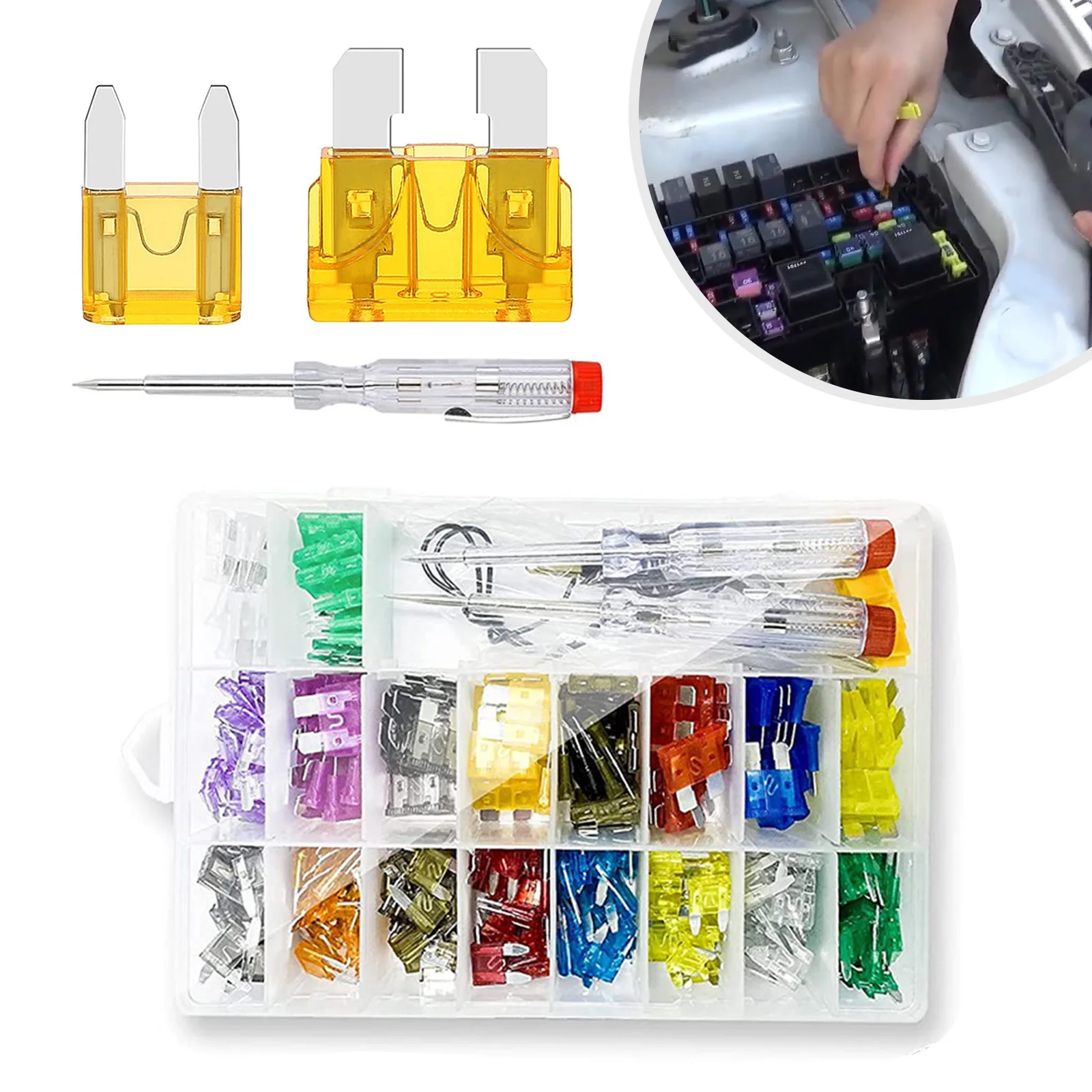 

306PCS Car Fuse 5A10A15A20A25A30A35A Amplifier with Box Clip Combination Car Blade Fuse Set with Inspection Circuit Electric Pen