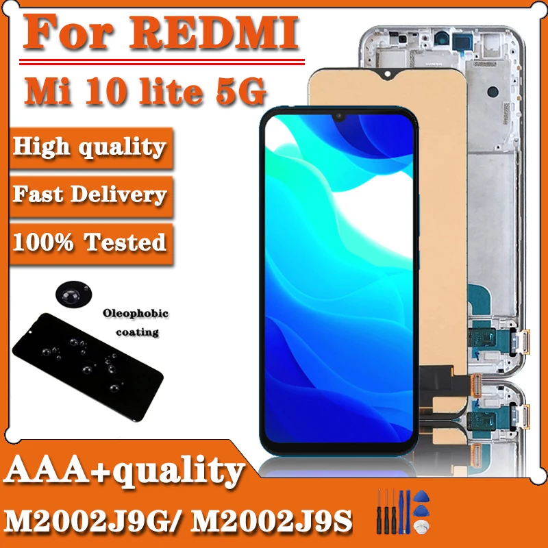 

6.57" 100% Test Mi10 Lite LCD For Xiaomi Mi 10 Lite 5G LCD Display Touch Screen Digitizer Assembly For Mi 10Lite LCD M2002J9G 9S