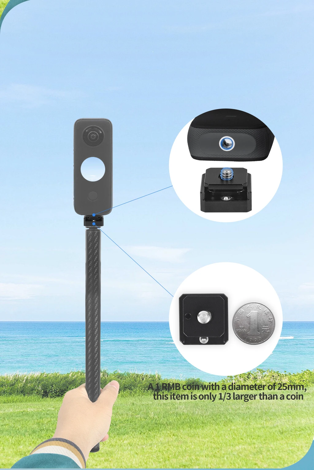 Quick Release Cold Shoe Mount 1/4 Screw for GoPro Hero 13 Insta360 Action Camera