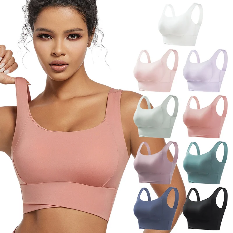 Front Closure Sports Bras For Women High Impact Workout Bra Tops Padded Criss Cross Back For Yoga Training Running