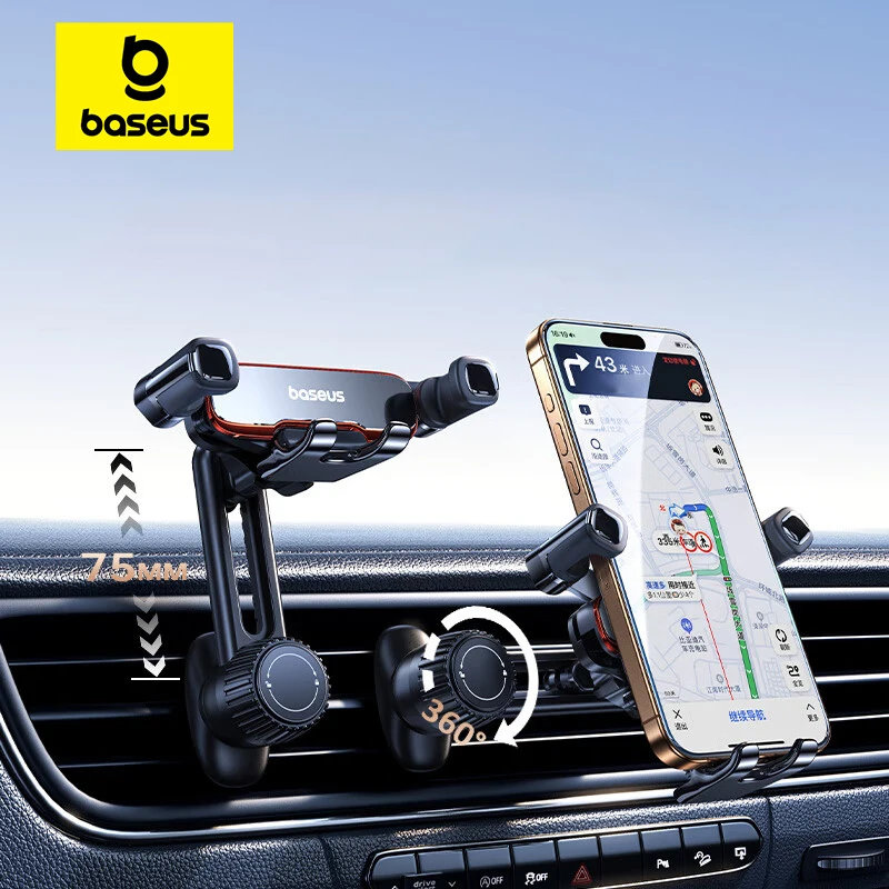 Baseus Car Phone Holder Auto Clamping Gravity Metal Air Vent Phone Mount Never Blocking Air Vent Clip Cell Phone Holder Car
