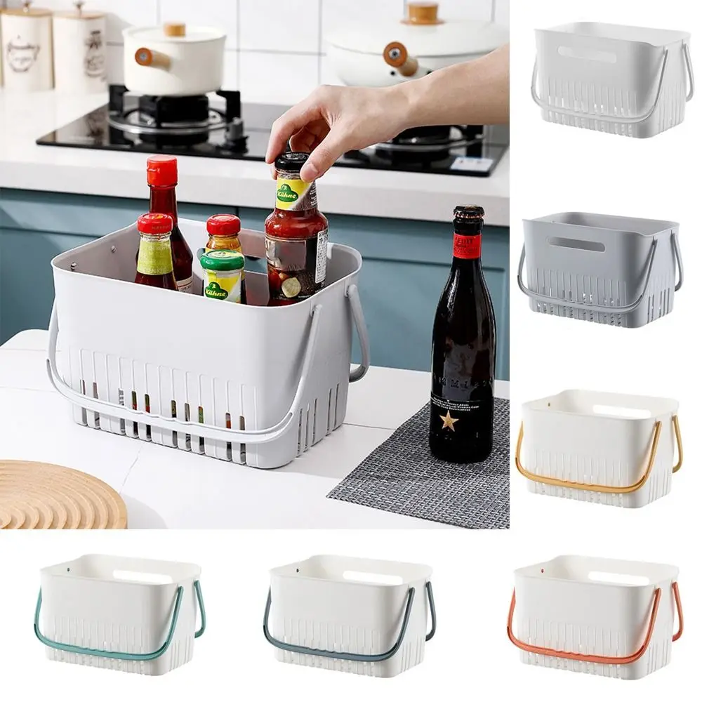 Plastic Handheld Bath Basket Portable Space Saving Large Capacity Toilet Basket with Handle Drain Bath Dormitory